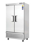 Professional Reach In Freezer With Double Glass Doors Next Level R290 Cooling Build Delivering Hella Smooth Temperature Lock A Ridiculously Spacious Thirty Three Cubic Foot Unit Made For Daily Kitchen Grind, stainless steel design