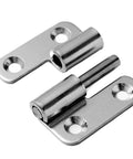 Heavy Duty Detachable Hinge With Rock Solid Silver Stainless Steel Build For Smooth Removable Door Swing And Absolutely Zero Hassle Slip Joint Installation, showing two pieces.
