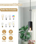 Black Industrial Pendant Lights 2 Pack With Adjustable Cords And E26 Sockets, clear glass in modern interior