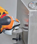Worker using Cutoff Wheel ZA-60 Grit For Thin Gauge Metal With Seven Eighths Inch Arbor Ultra Thin for metal cutting