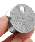 Stainless Steel Watch Movement Holder Base for Precision Modding and Repair, Needle Mounting Stand held between fingers, top view