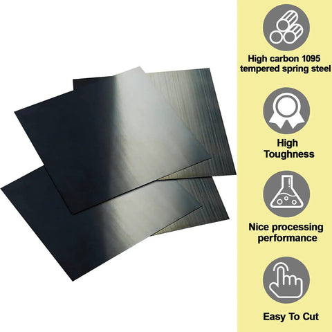 Pro Grade Spring Steel Shim Set In 1095 Steel, Assorted Thicknesses 0.004, 0.008, 0.015, 0.02, 0.024, 0.03 in, 6x6 Inch Polished Shim Stock