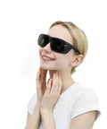 Heavy Duty Ipl Safety Glasses For Laser Hair Removal Photorejuvenation And Elight Shr Gear worn by a smiling woman.