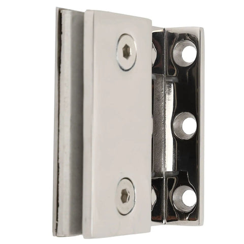 Beefy Inclined Single Side Glass Door Hinge For Shower And Toughened Glass Heavy Duty Rustproof 304 Stainless Steel Bathroom Hardware Fits 8mm To 12mm Thick Glass Built To Last In High Traffic Bathrooms, close-up