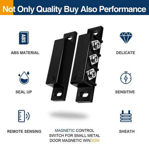 Two Pack Magnetic Reed Door Window Sensor NC And NO Modes Surface Mount Alarm Sensor Kit in black with ABS material display