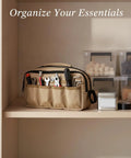 1 Pack Tool Storage Bag Portable Oxford Cloth Organizer For Small Hand Tools And Hardware Compact Workbench Caddy 13 By 6.3 By 3.1 Inches Light Brown