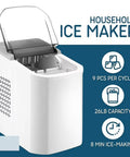 No Sweat Countertop Bullet Ice Cube Maker With 1.1 Liter Tank Drops Fresh Ice In Just 8 Minutes Featuring Rapid Freeze Performance And Easy Auto Rinse For Your Busy Kitchen Or Sweet Backyard Cookouts Real Deal Compact Chill Unit, showing open lid and tank.