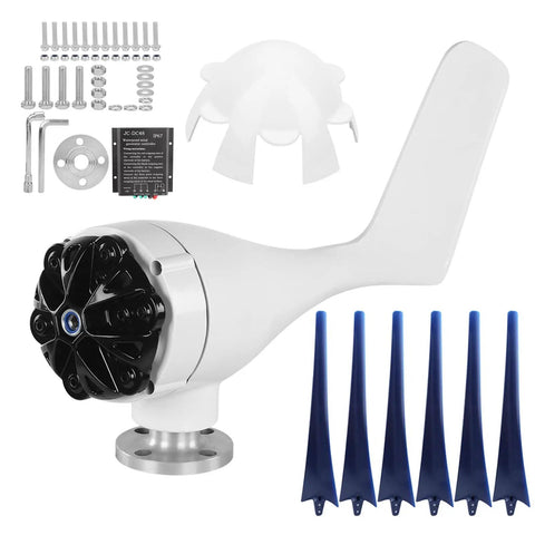 800W Wind Turbine Generator Kit for Off Grid Power 12V 24V 48V easy install six blade windmill system components in blue finish