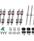 Built Tough 20MM Square Linear Guide Rail Kit With SFU Ball Screw And Solid Bearing Supports For Smooth CNC Builds and 3D Print Mods, full set.