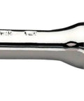 Three Eighths Inch Drive Knurled Grip 7 Inch Ratchet in Silver Finish with smooth knurled handle and double pawl mechanism, side view