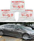 Clear Disposable Car Cover Keepin It Dry Fits Any Car Up To 12.4 Ft By 21.6 Ft With Elastic Hems 3 Pack shown over a car
