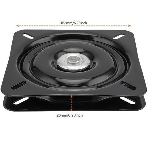 Built Tough Six Pack Black Square Bar Stool Swivel Plate six point two five inches heavy duty ball bearing mount kit top view.