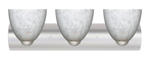 Modern 3 Light Wall Sconce With Slick Satin Nickel Finish And Classic Bell Shape Design Premium Damp Rated Bathroom Vanity Lighting Fixture.