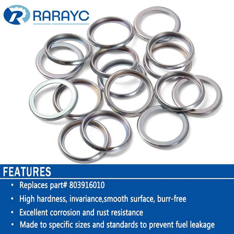 Subaru Oil Drain Plug Gasket Set 16 Pack Crush Washers Replacement Kit with outer diameter 20 mm and inner diameter 16 mm