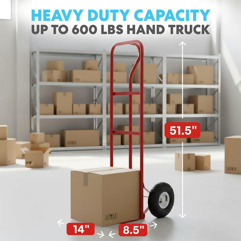 Workhorse Heavy Duty Convertible Hand Truck Dolly With 10 Inch Solid Wheels For Moving Appliances And Boxes, 600 Lbs Capacity