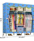 Roomy Portable Canvas Wardrobe Closet Storage Organizer Built Tough With Heavy Duty 25mm Steel Pipes And Door Hook To Max Out Your Gear features colorful design with multiple clothing and shoe storage.