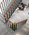 Built Tough Matte Black Wrought Iron Deck Spindles With A Rock Solid 270 Degree Adjustable Side Mount Railing Post For Easy Stair Setup Or Patio Deck Glow Up Pack Of 8 on modern stairs
