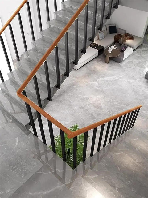 Built Tough Matte Black Wrought Iron Deck Spindles With A Rock Solid 270 Degree Adjustable Side Mount Railing Post For Easy Stair Setup Or Patio Deck Glow Up Pack Of 8 on modern stairs