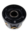 Close-up of Premium Manual Locking Hub Pair For Classic Jeep CJ And Scout II With Six Bolt 27 Spline, top view.