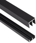 Aluminum Sliding Door Track Set for 1/4 glass panels in black finish, featuring universal upper and lower rails, 48 inch length.