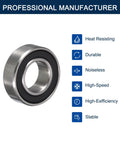 Side view of 3mm ID x 10mm OD x 4mm width deep groove ball bearing with double rubber seals, chrome steel