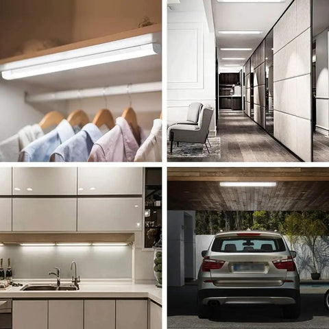 Two Pack LED Shop Light 2ft 18W 5000K Utility Garage Lighting With IP66 Protection Under Cabinet Workbench Closet Shop Hallway LED Cube Lights installed in closet, hallway, kitchen, and garage environments