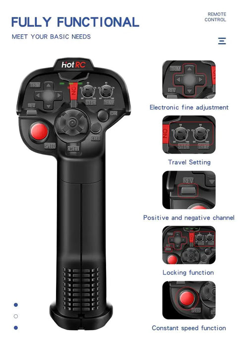 DS-4A 4 Channel 2.4G RC Radio Transmitter And F-04A Receiver Kit with control details, black design, buttons for settings.