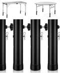 Heavy Duty Steel Table Risers Four Pack With Dual Height Adjustable Leg Extenders For Ergonomic Desk Setup That Slashes Back Strain And Makes Your Home Office Vibes Hit Different Every Day, featuring four adjustable metal extenders.