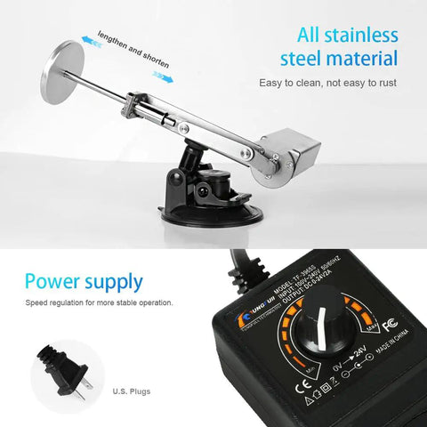 45mm Stroke Reciprocating Linear Actuator Kit With Variable Speed 30 To 270 RPM Telescopic Motor Complete With Suction Cup Base And US Power Adapter For DIY Automation Woodworking Crafts, stainless steel