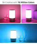 Smart Table Lamp For Bedroom With Alexa And Google Home Compatibility, showing dimmable LED with RGB colors on a table