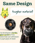 Power Chewer Pupsicle Dog Treat Toy For Strong Chewers Ultra Durable Rubber Chew Ball For Medium Dogs 25 To 75 Lbs Easy To Clean Long Lasting Fun That Keeps Pups Busy, black chew toy in dog’s mouth