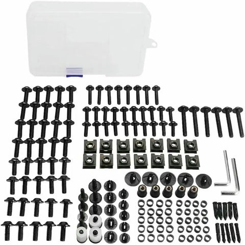 177Piece Motorcycle Bolts Kit With Screws Nuts Washers Fasteners Clips For Kawasaki KLX140G Z125 Pro 2017 2024 displayed with box