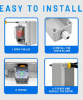 Step-by-step installation guide for Rugged IP67 Emergency Stop Button With Box For Outdoor Use, 660V 10A E Stop Switch With Clear Cover.