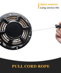 Recoil Starter Assembly For Generators With 196cc To 224cc Engines, durable nylon pull cord in hand