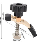 Heavy Duty 2Pcs T Track Hold Down Clamps With Quick Release Knobs For CNC Router And Engraving Machine, showing clamp detail and dimensions.