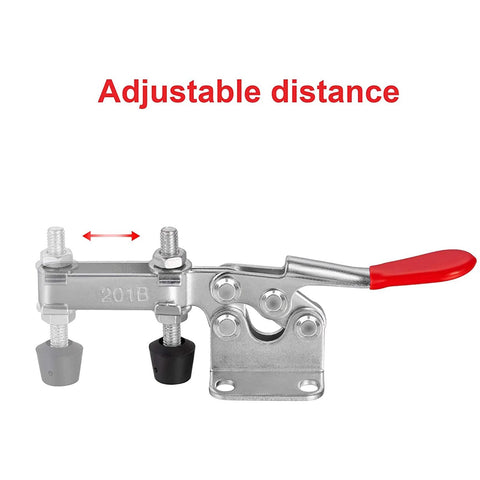 Toggle Clamp Hold Down 220 Lbs 4 Pack Antislip Horizontal Quick Release Carbon Steel Zinc Plated shown with adjustable distance