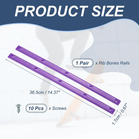 Rib Bones Rails For Skateboards Stable Flexible Longboard Rails With Screws Reduces Friction On Deck Durable ABS Plastic