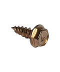 Self Piercing Half Inch Hex Head Sheet Metal Screw, copper plated, for gutters and downspouts, sharp tip design.