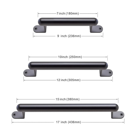 12 Inch Barn Door Pull Handle Heavy Duty Sliding Door Pull For Gate Closet Garage Drawer Towel Bar Stairs Black Finish