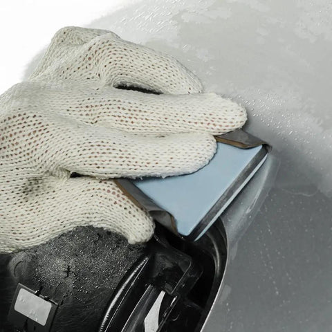 Waterproof Sandpaper Kit Pro Grade With 36 Assorted Grit Sheets From 120 To 2500 For Car Polishing in use on a vehicle surface
