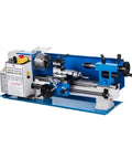 Awesome 550W Mini Benchtop Lathe Metal Works Machine with variable speed control on a blue base for DIY projects.