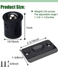 Interior Door Ball Catch Kit With Drive In Design And Adjustable Tension Concealed Dual Bearing Ball Catch System Self Embedding Black Finish 2 Pack For Lock Tight Closures On Doors Measuring About 0.8125 Inch Thick showing size and components