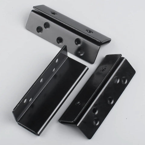 Heavy Duty Bed Frame Hardware Double Hook Slot Bed Post Brackets 4 PCS Black Powder Coated Iron for strong connection
