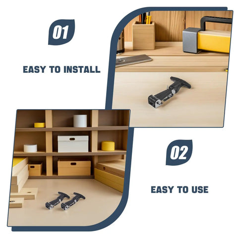 Easy installation of Two Pack Stainless Steel Rubber T Handle Draw Latch For Tool Box Cabinet Hardware Heavy Duty Door Catch
