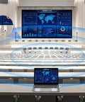 Wireless HDMI Transmitter And Receiver No Fuss Plug And Play 1080P HD Extender demonstrating use in a large conference hall