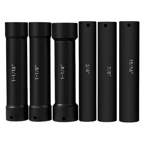 Extended Length 1/2 Inch Drive Impact Socket Set With Extra Deep Sockets Heavy Duty Steel 6-Piece High Torque Hex Sizes