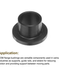 Flanged sleeve bearing, black POM plastic; 10mm bore, 12mm OD, 10mm length (front view)