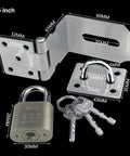 Stainless Steel 90 Degree Hasp Lock with Padlock for Door Gate and Window, 5 inch, includes metal latch and keys.