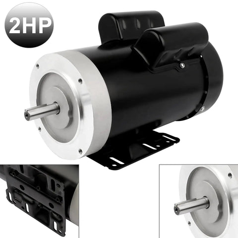 2 HP General Purpose Electric Motor With 1750 RPM Dual Voltage 115 230V Single Phase Five Eighth Inch Shaft CW CCW TEFC Enclosed