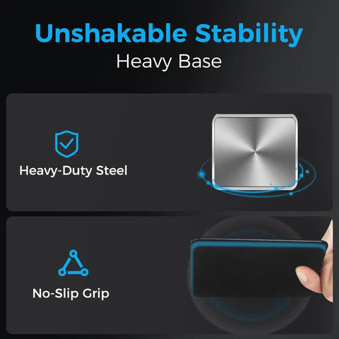 Heavy-duty steel and no-slip grip details of Helping Hands Soldering Station With Rock Solid 3.9 Inch Base Four Flexible Magnetic Arms.